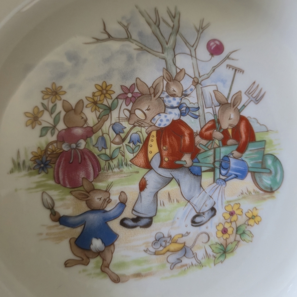 Royal Doulton Bunnykins Bowls Set 2 Vintage Fine Bone China English Kids 1980s - Picture 3 of 16